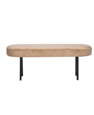 - Metal and Beige Velvet Bench Modern Design Style Upholstery Entry