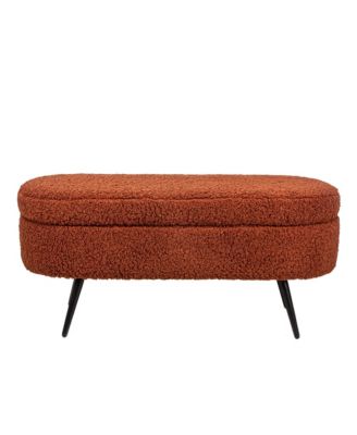- Terracotta Boucl&eacute; Storage Bench Modern Design Style Upholstery Entry