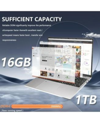 N95 Laptop, 15.6 FHD, Intel Alder Lake N95, 16GB RAM, 1TB SSD, Silver