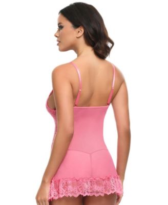 Valentine Soft Cup Lace Babydoll with G-string Panty