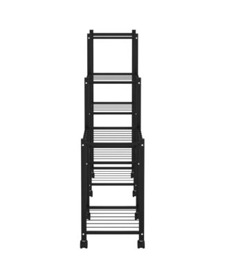 Flower Stand with Wheels 32.7"x9.8"x32.9" Black Iron