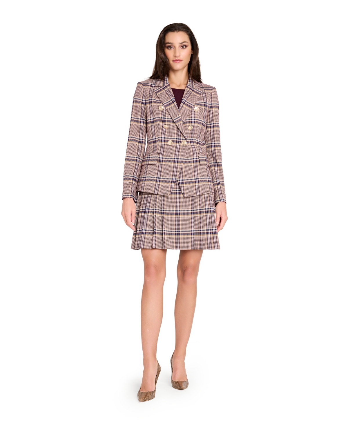 Tahari Asl Women's Plaid Double Breasted Blazer, Regular And Petite In Multi