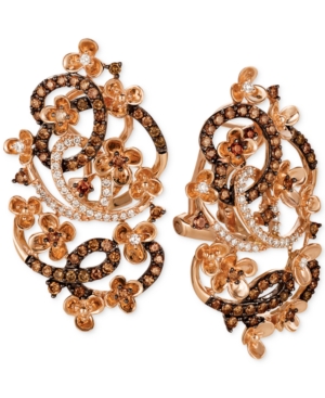 image of Le Vian Crazy Collection Diamond Fancy Scroll Floral Earrings (1-1/3 ct. t.w.) in 14k Rose Yellow or White Gold