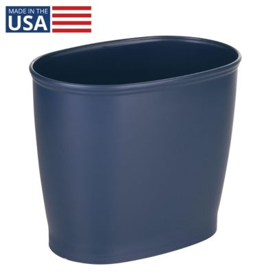 Oval 2.1 Gallon / 8 Liter Plastic Trash Can, 2-Pack, Navy, Made in USA