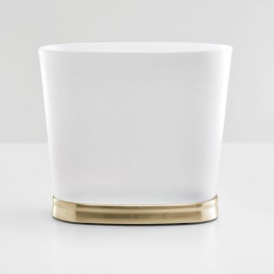 Small Oval Bathroom Trash Can, Set of 2, Frost/Soft Brass, Made in USA