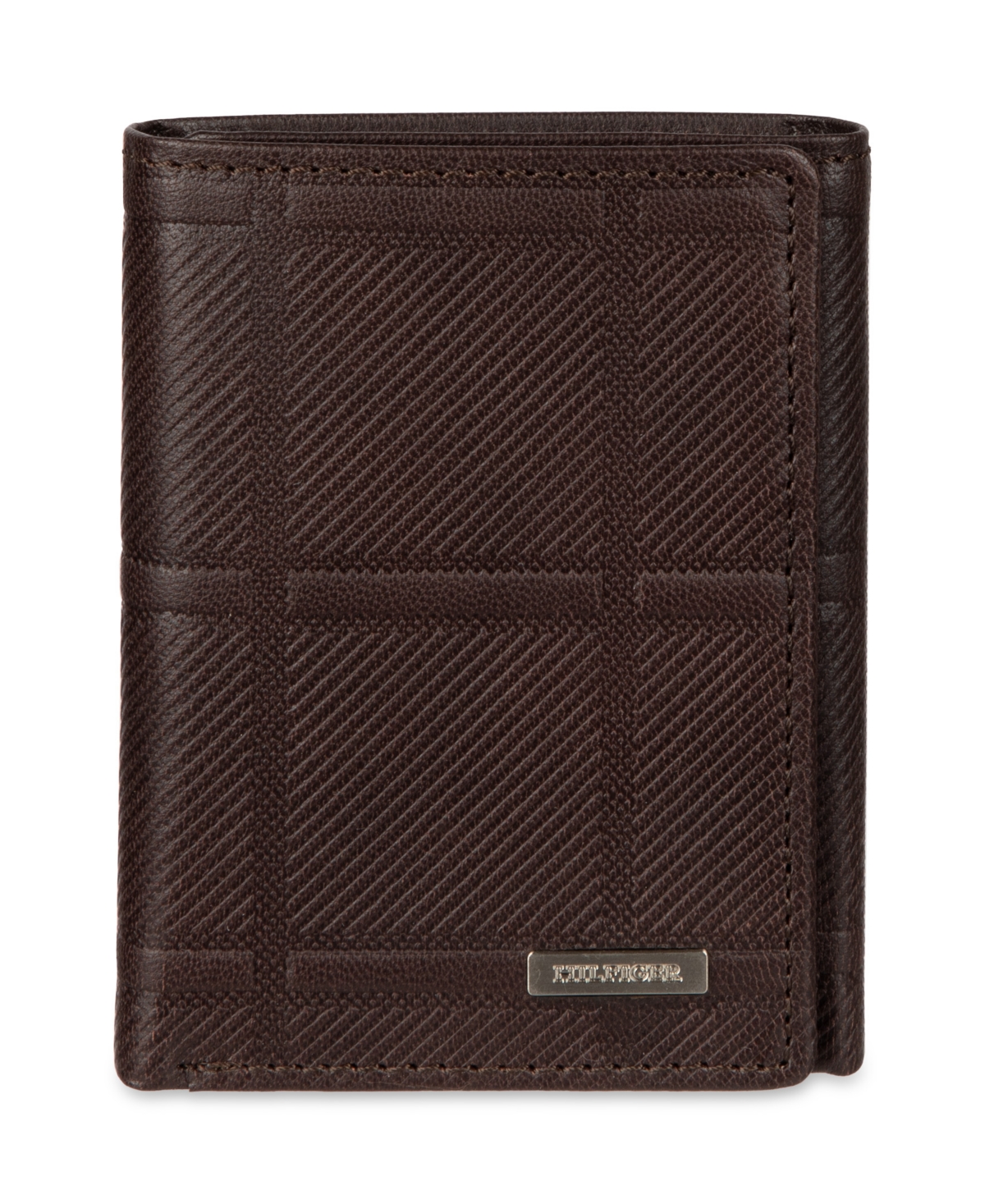 Tommy Hilfiger Men's Trifold Plaid Wallet In Brown