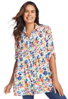 Plus Size Within Rayon Pintucked 7-Day Tunic Blouse