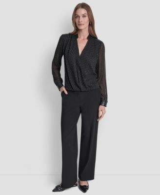 Women's Embellished Surplice Neck Top