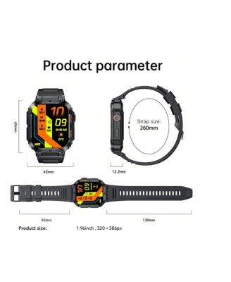 VASIP Smart Watches(Answer/Dial Calls) For Men With 1.96" HD Screen Remote Camera Control Music Playback Control Outdoor Sports Fitness Tracker For IOS And Android Phones