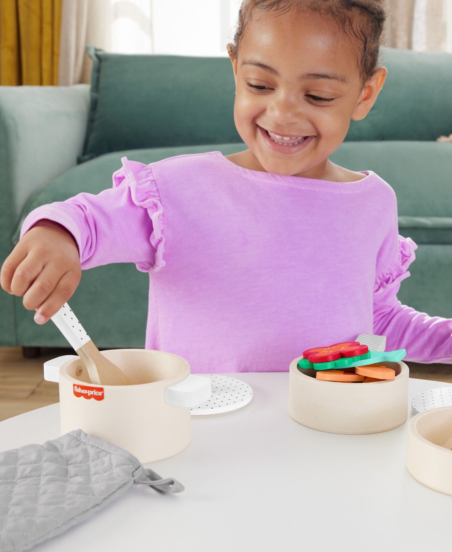 Детский игровой набор Fisher Price Wooden 19-Piece Kitchen Playset, Ages 3+ — фото 3