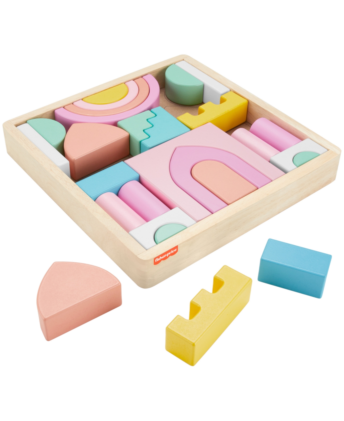 Fisher Price Toddler Toy Castle Block Set, 28 Wood Pieces In Multi