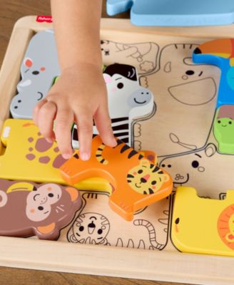 Wooden Animal Puzzle, Shape-Sorting Activity, 13 Wood Pieces