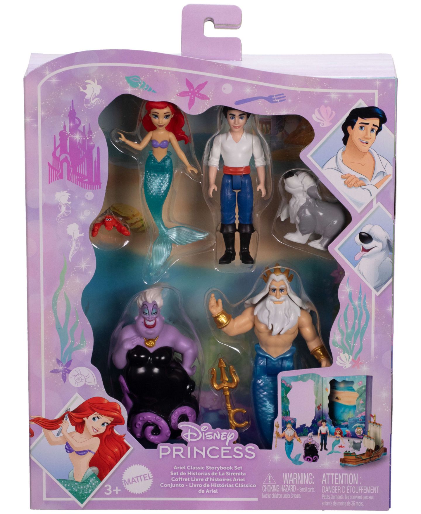 Детские куклы Disney Princess Ariel Storybook-Style Poseable Mini Dolls, Ages 3+ — фото 5