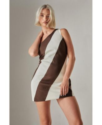 Women's Stripe One Shoulder Tailored Mini Dress