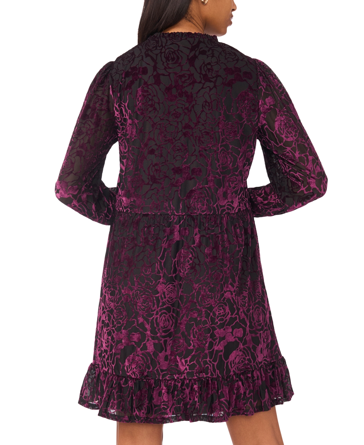 Msk Women's Long Sleeve Babydoll Dress In Purple