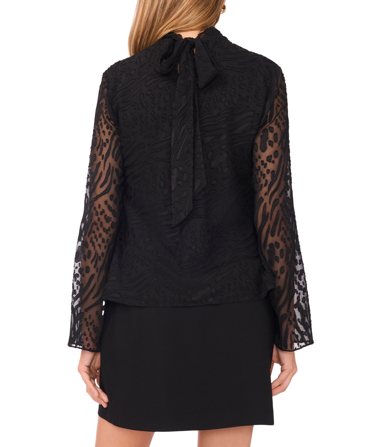 1.state Women's Long Bell Sleeve Open Back Tie Top In Black