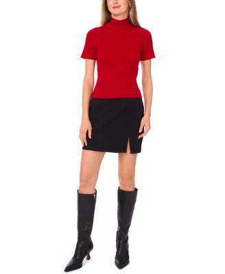 Women's Short Sleeve Turtleneck Sweater