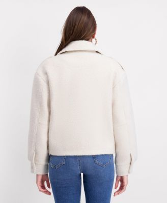 Short Boucle Asymmetrical Motorcycle Jacket