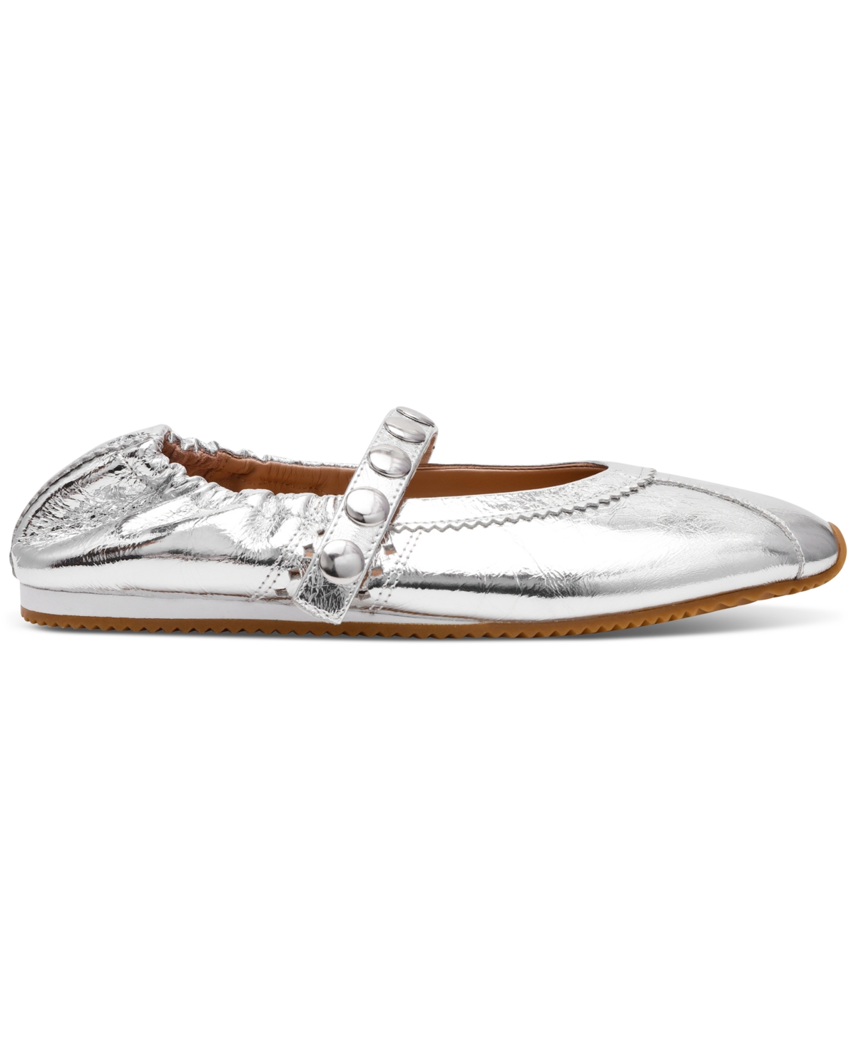 Steve Madden Anaya-st Studded Mary-jane Ballet Flats In Silver