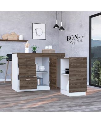 D x  45.8 W x  33.4 H Grecia Kitchen Island White / Dark Walnut MDF