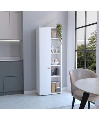 70" Tall  Laminated Particle Board 10 Compartments, Open & Closed Storage, Modern Design Kitchen Pantry Cabinet