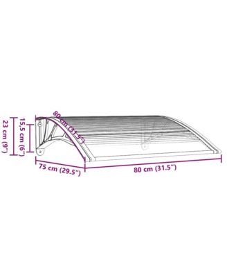 Door Canopy Grey Polycarbonate 31.5 in x 29.5 in Durable