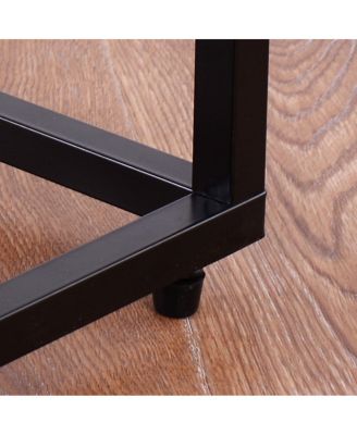  Tray Side Sofa End Table Ottoman Couch Stand TV Lap Snack W/Glass Top