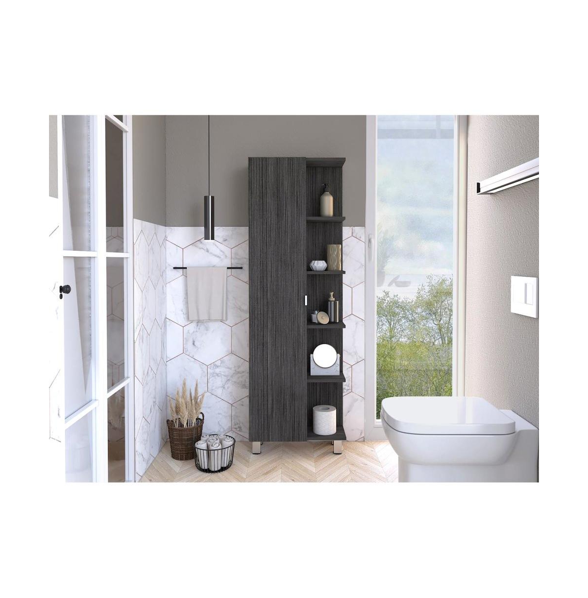 Tuhome Urano Linen Cabinet Smokey Oak Mdf