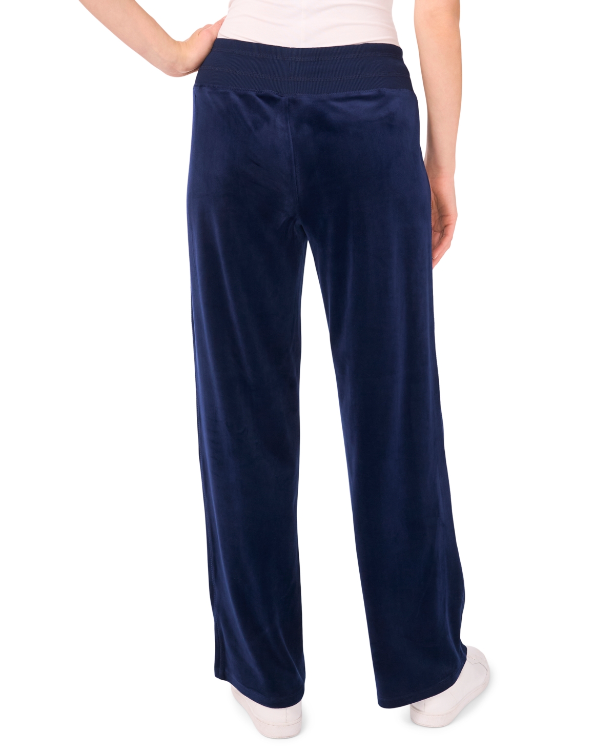 Vince Camuto Women's Velour Drawstring-waist Straight-leg Pants In Blue