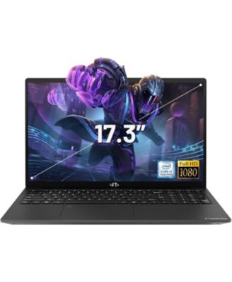 17.3" IPS FHD-Laptop, Intel 6 Cores i3-1215U 16GB RAM 256GB SSD (Beat Ryzen 5 7520U, Up to 4.4GHz) Computer with 65W GaN Type C Backlit Keyboard Fingerprint, for Home Student and Business Black