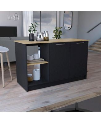 Juniper Kitchen Island Black / Macadamia MDF