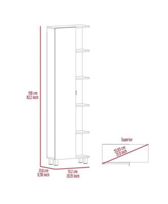 Urano 1Pc MDF Adjustable Shelves & Open Storage Mirror Linen Cabinet