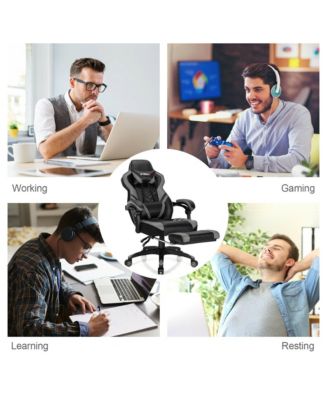 Office Computer Desk Chair Gaming Chair Adjustable Swivel w/Footrest