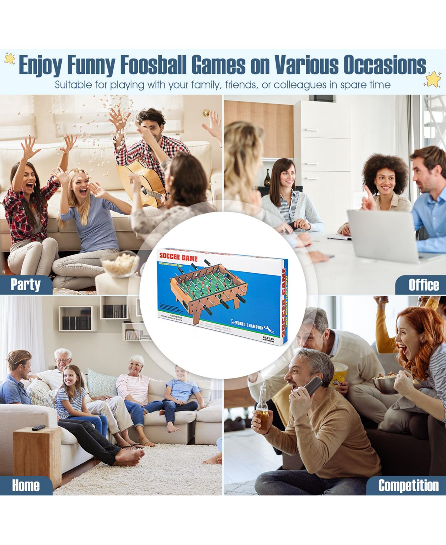 Детская игрушка Costway Competition 2-Player Foosball Table, от 3 лет, цвет: Натуральный — фото 3