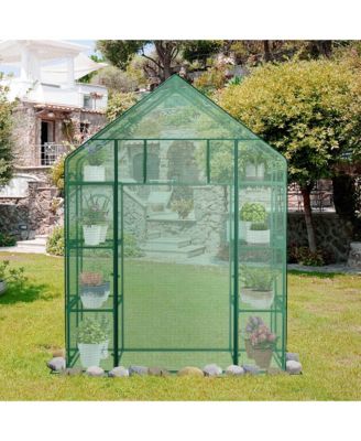 Portable Mini Walk In Outdoor 4 Tier 8 Shelves Greenhouse