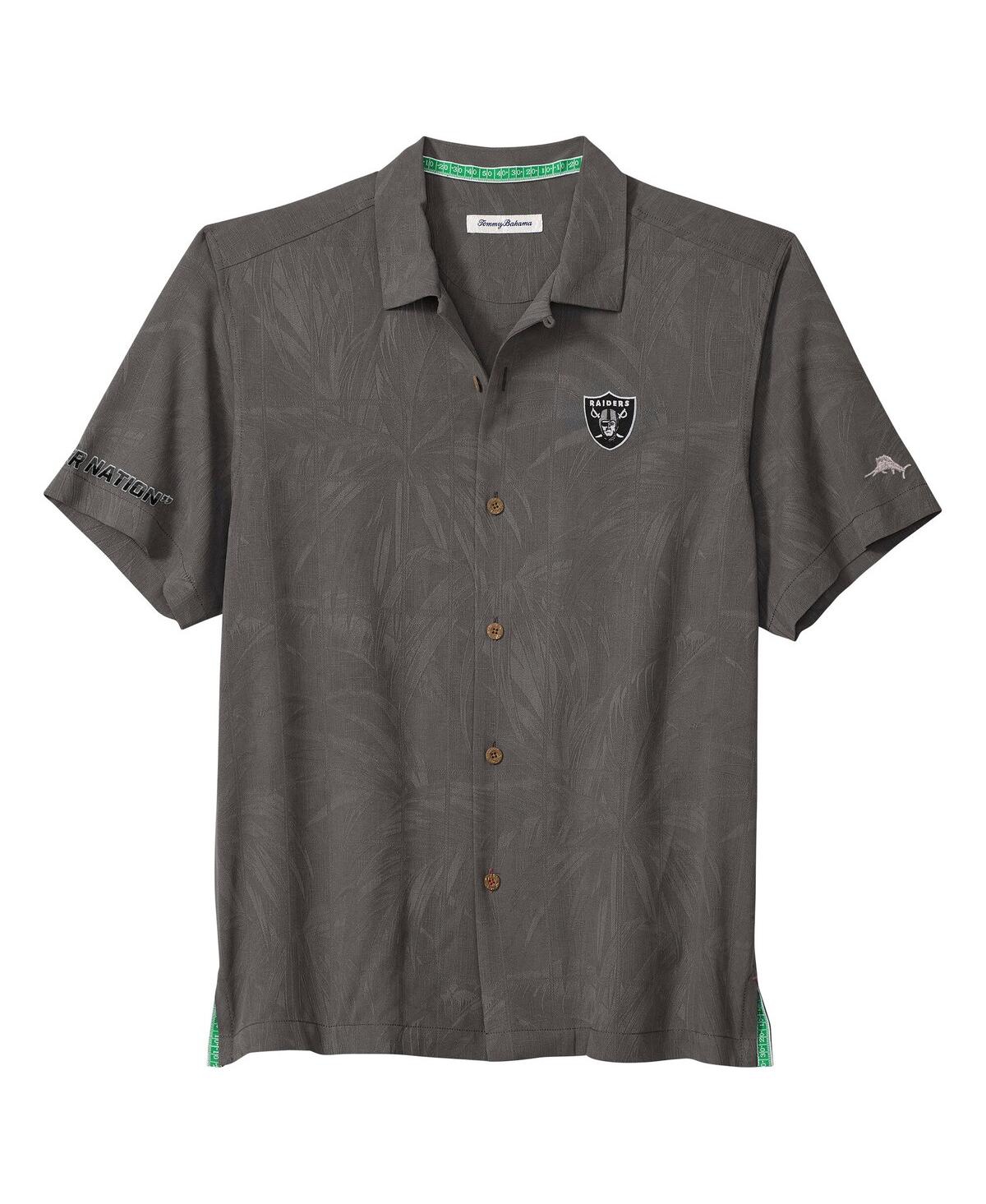 Tommy Bahama Men's Gray Las Vegas Raiders Endzone Paradise Coolmax Button-up Shirt In Gray