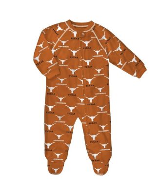 Baby Boys and Girls Texas Orange Texas Longhorns All-Over Print Raglan Full-Zip Coverall
