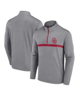 Fanatics Unlabeled - Unlabeled Men's Heather Gray Oklahoma Sooners Head-to-Head Quarter-Zip Pullover