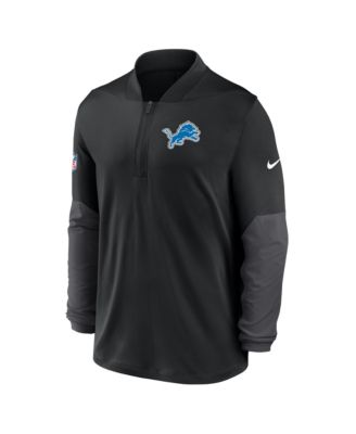 Men's Black Detroit Lions Sideline Feel the Pressure Performance Half-Zip Pullover Sweatshirt