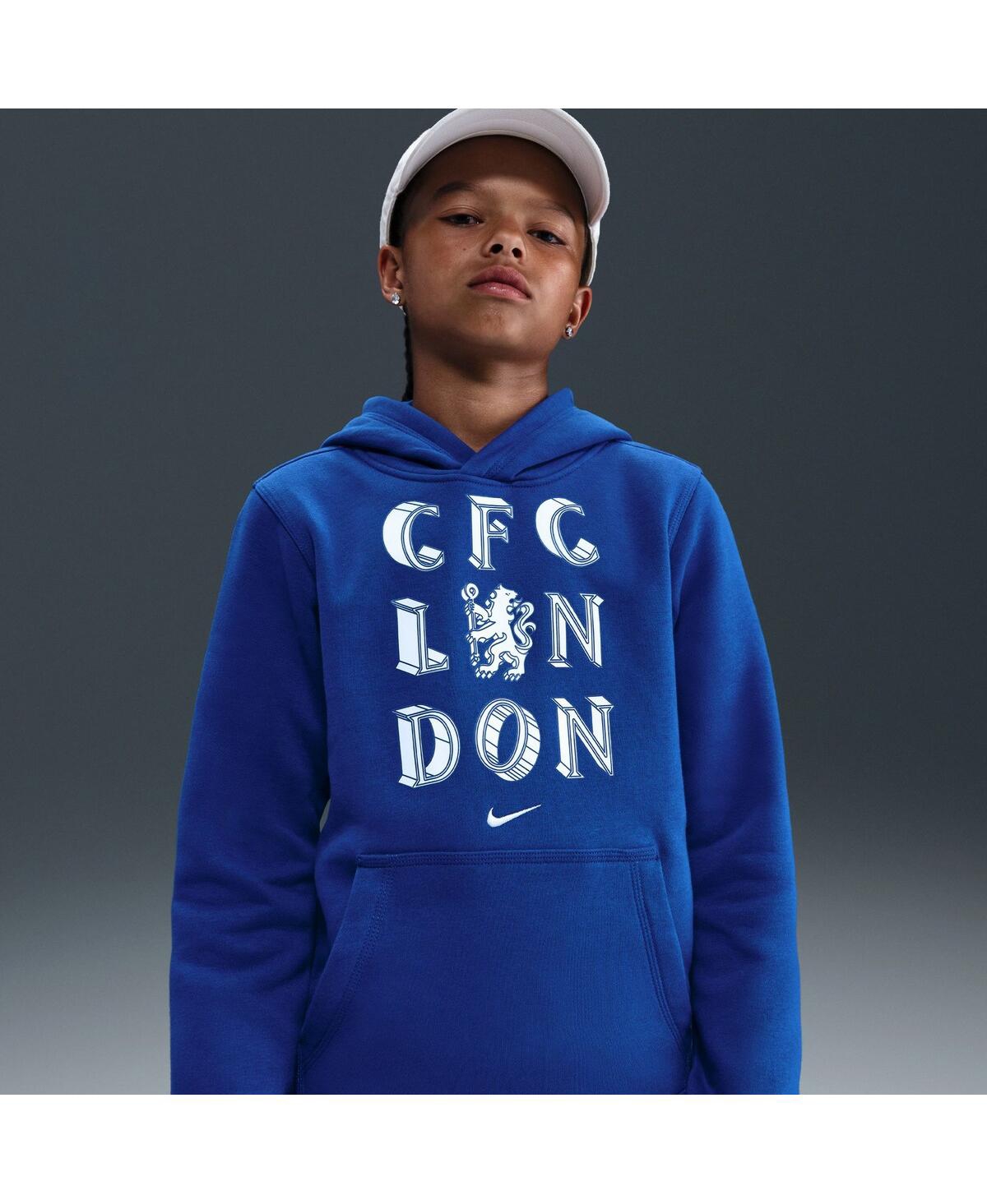 Nike Big Boys And Girls Blue Chelsea Club Hoodie In Blue