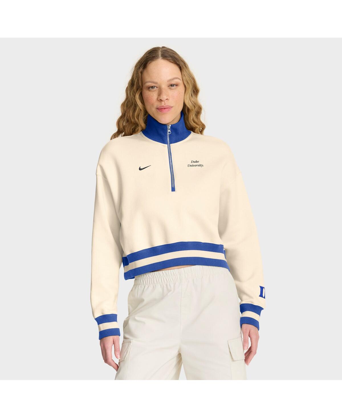 Nike Tan Duke Blue Devils Legacy Half-zip Sweatshirt In White
