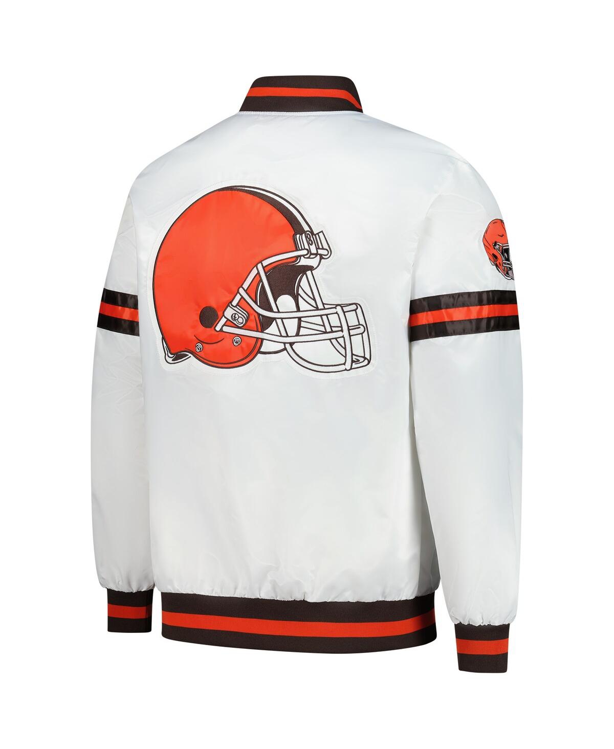 Starter Men's White Cleveland Browns Scout Full-snap Varsity Jacket In White