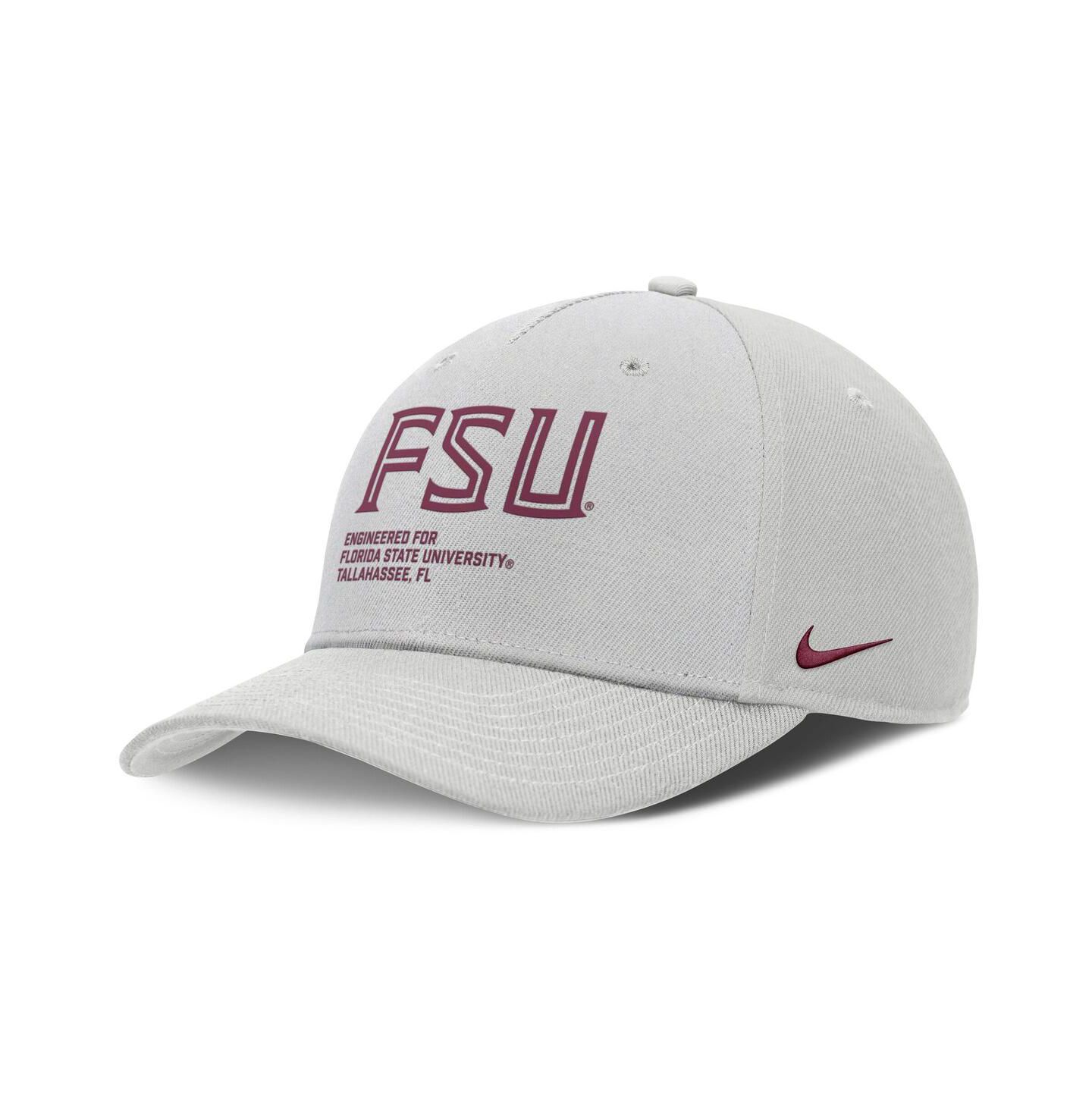 Мужская кепка Nike Gray Florida State Seminoles 2025 Sideline Dust Pinched Rise Adjustable Hat — фото 1