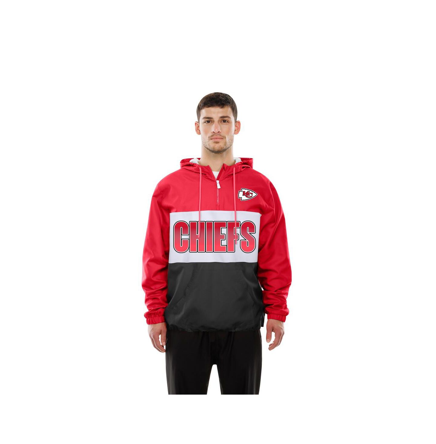 Мужская куртка New Era Red Kansas City Chiefs Ripstop Quarter-Zip Hooded Windbreaker — фото 4