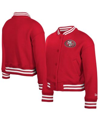 New Era - Big Boys and Girls Scarlet San Francisco 49ers Chenille Applique Fleece Full-Snap Jacket
