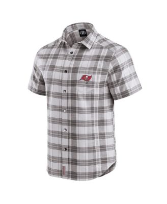 Darius Rucker Collection by Men's Gray Tampa Bay Buccaneers Team Plaid Short Sleeve Full-Snap Shirt
