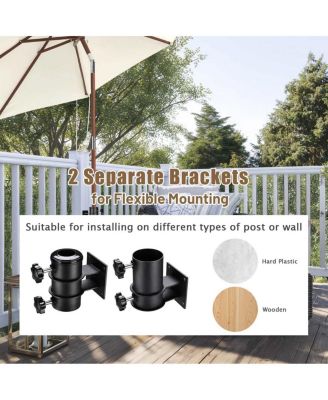 Deck Umbrella Mount Holder Bracket Height Flexible for Patio Railing Balcony Courtyard Poolside Mobile Cart Black Flat