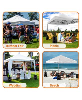 Pop Up Canopy Tent 10x10 - Commercial Instant Shelter Foldable/Collapsible Sun Shade Canopy Pop Up Tent w/Waterproof Tent Top, Portable Carry Bag & Sand Bag - SLGZ10W (White)