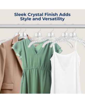 50 Pcs. Clear Plastic Hangers &amp;#x2013; Non-Slip, Crystal-Cut, Durable &amp; Space-Saving Invisible Hangers for Suits &amp; Clothing (Transparent