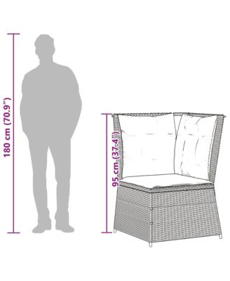 Patio Sofa Black PE rattan Compact Adjustable Feet Patio Sofa